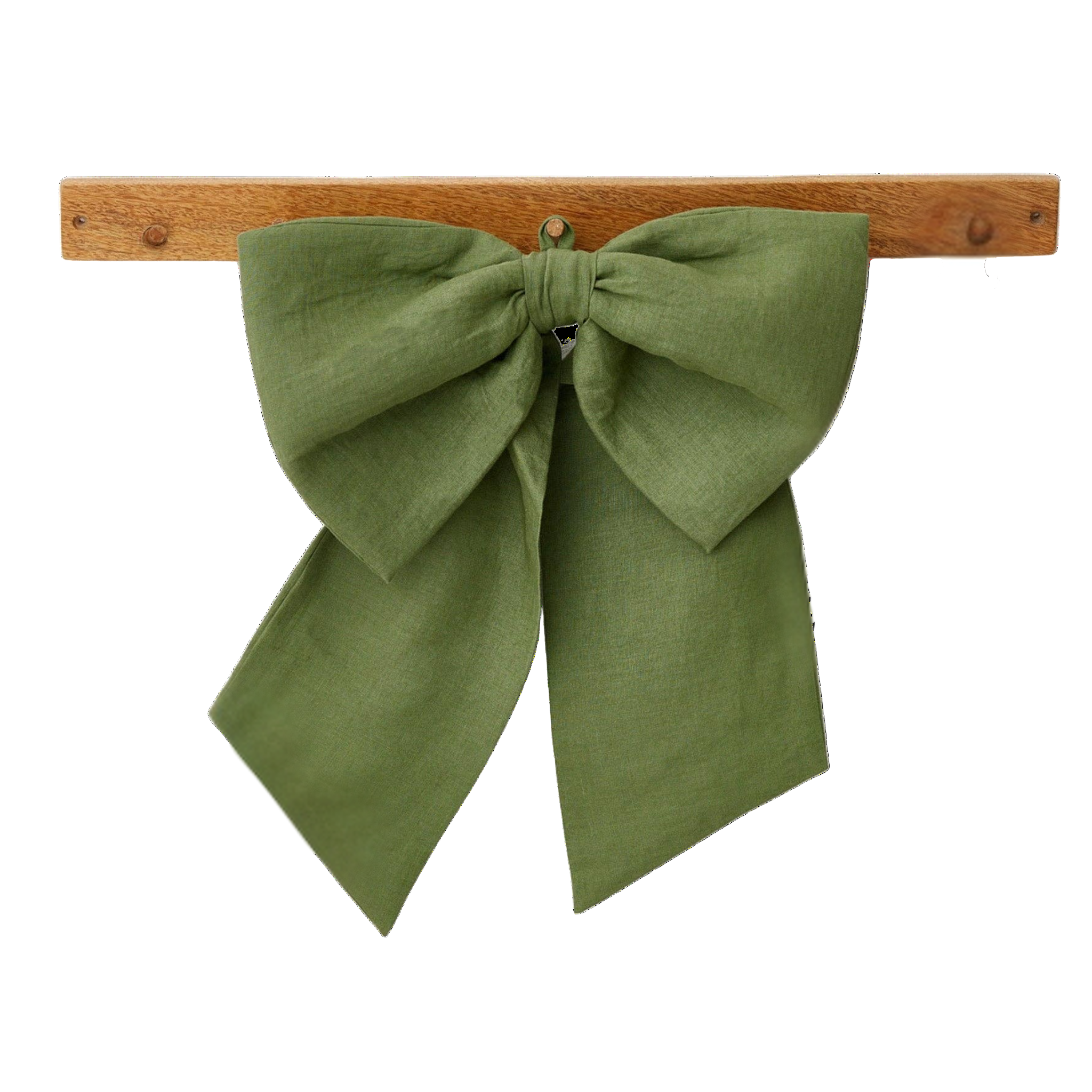 Green Linen Decorative Christmas Bow