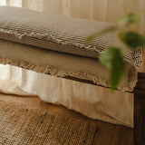 Raya Beige Stripe Ruffle Bolster Cushion