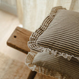 Raya Beige Stripe Ruffle Bolster Cushion