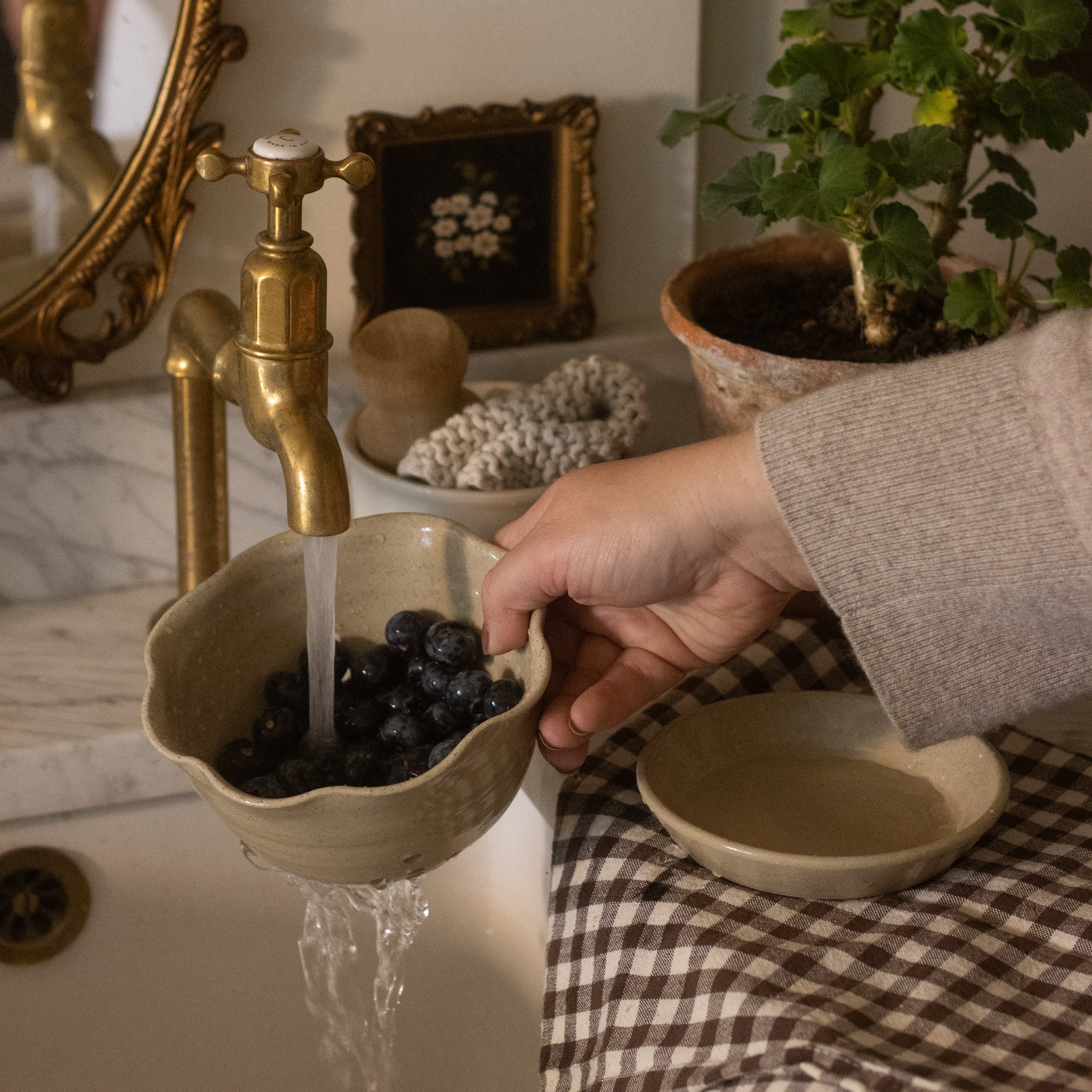 Handmade Stoneware Berry Colander