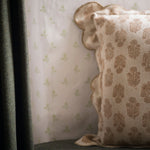 Julienne Taupe Block Print Scallop Cushion