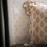 Julienne Taupe Block Print Scallop Cushion