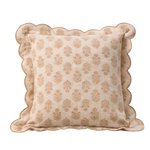 Julienne Taupe Block Print Scallop Cushion