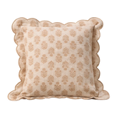 Julienne Taupe Block Print Scallop Cushion
