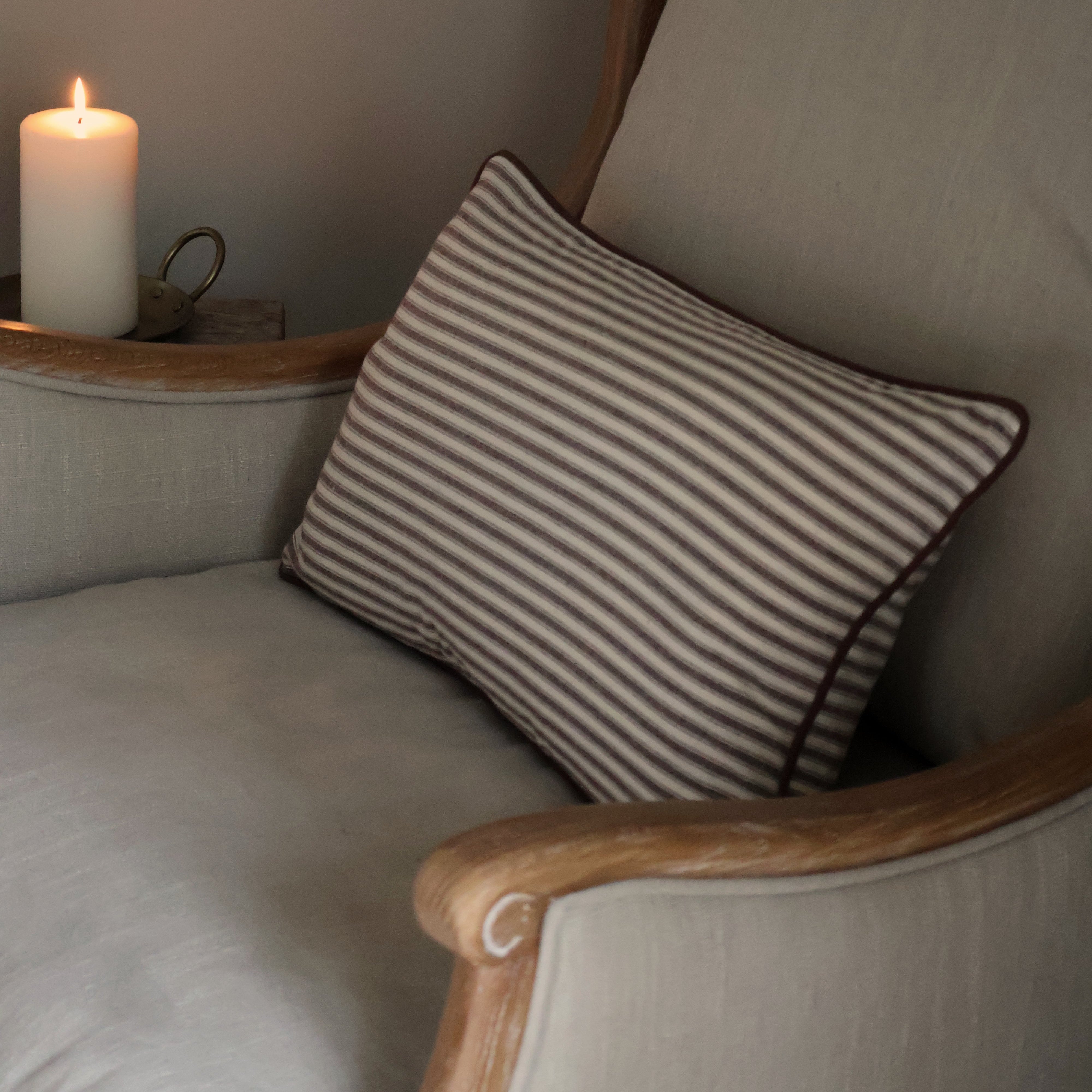 Leyla Dark Brown Stripe Bolster Cushion
