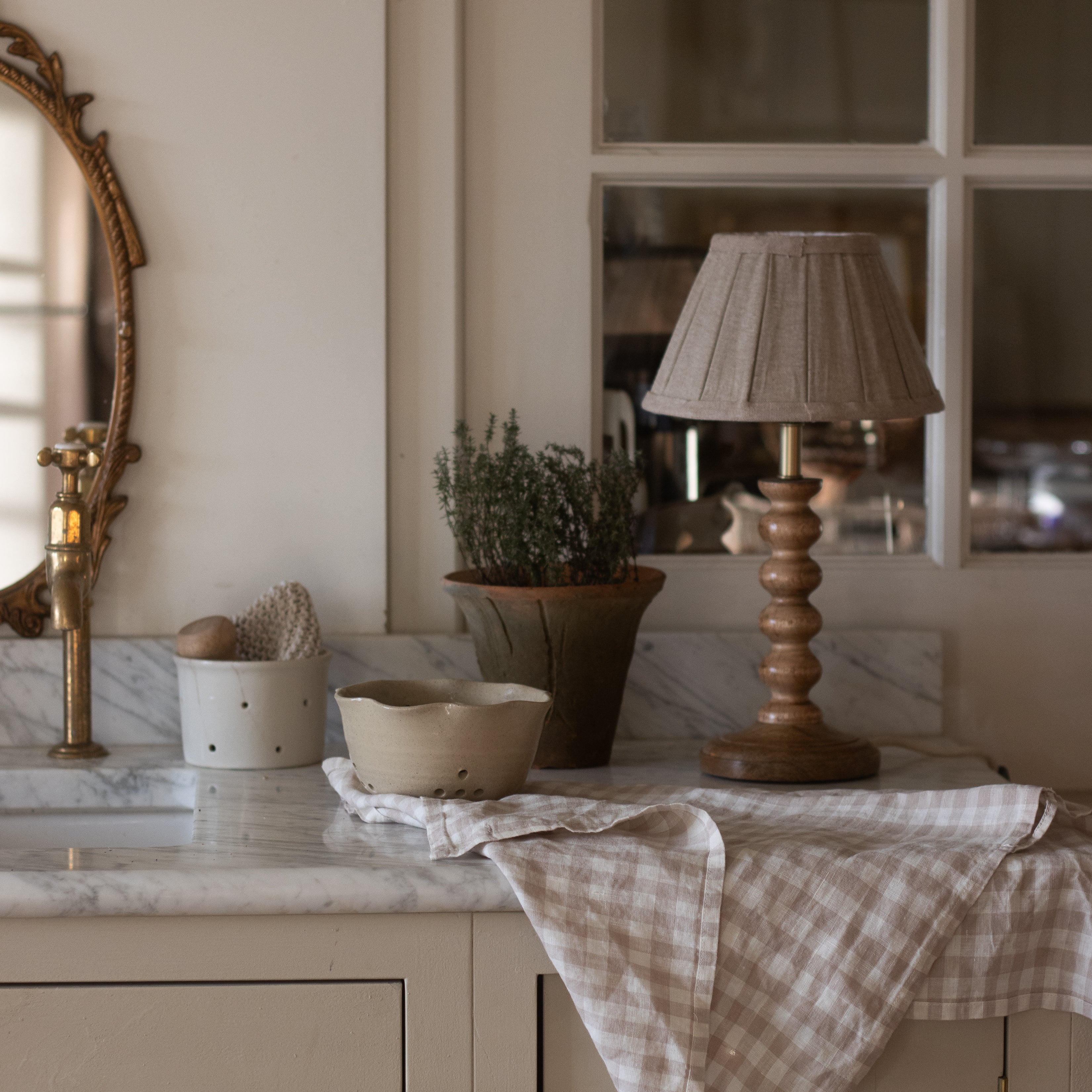 Lou Natural Gingham Kitchen Towel