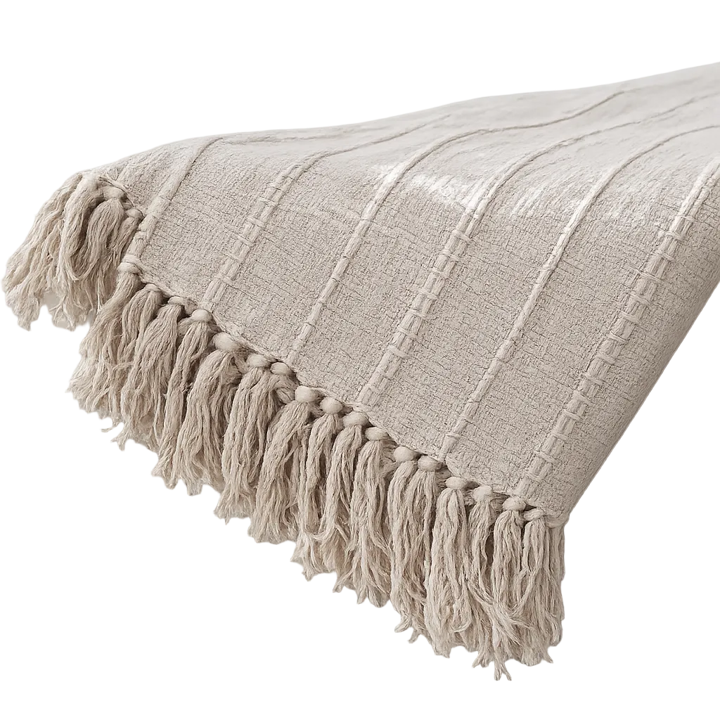 LuciaLarge Cream Cotton Throw/Bedspread