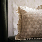 Lucienne Taupe Block Print Ruffle Cushion