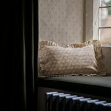 Lucienne Taupe Block Print Ruffle Cushion