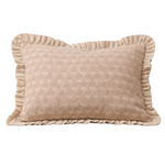 Lucienne Taupe Block Print Ruffle Cushion