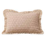 Lucienne Taupe Block Print Ruffle Cushion