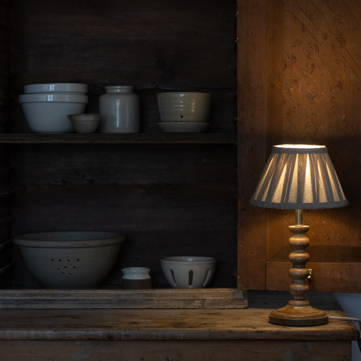 MarloweTable Lamp With Linen Pleated Shade