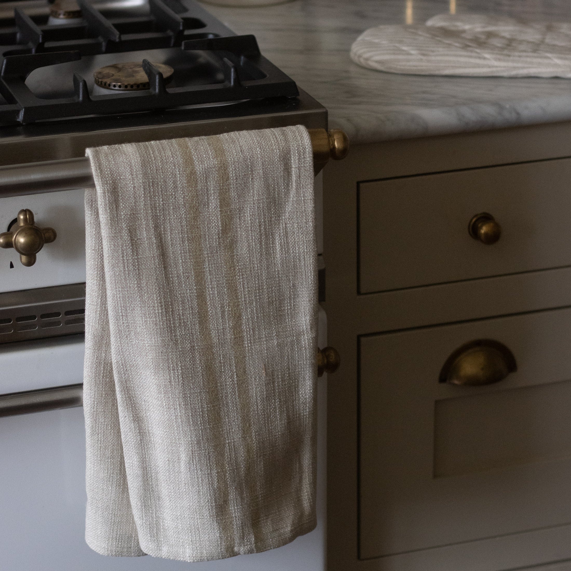 Meadow Antique Cream Linen Kitchen Towel