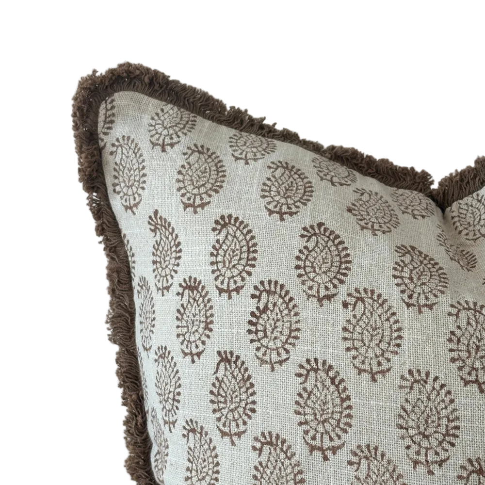 Milos Chestnut Brown Block Print Cushion