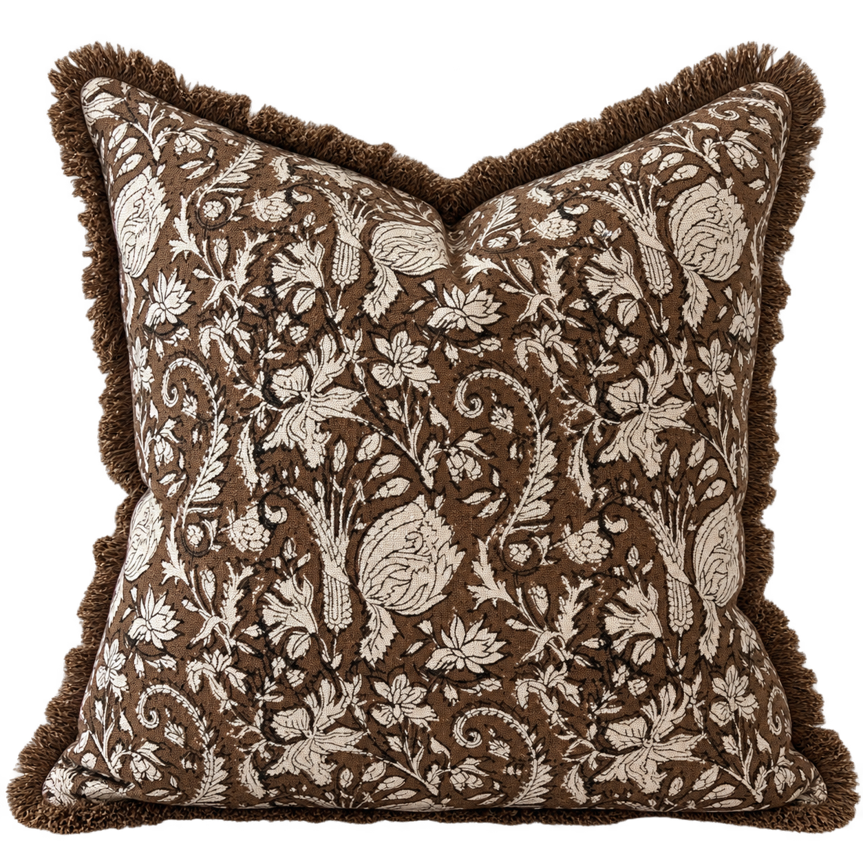 Milos Brown Floral Cushion