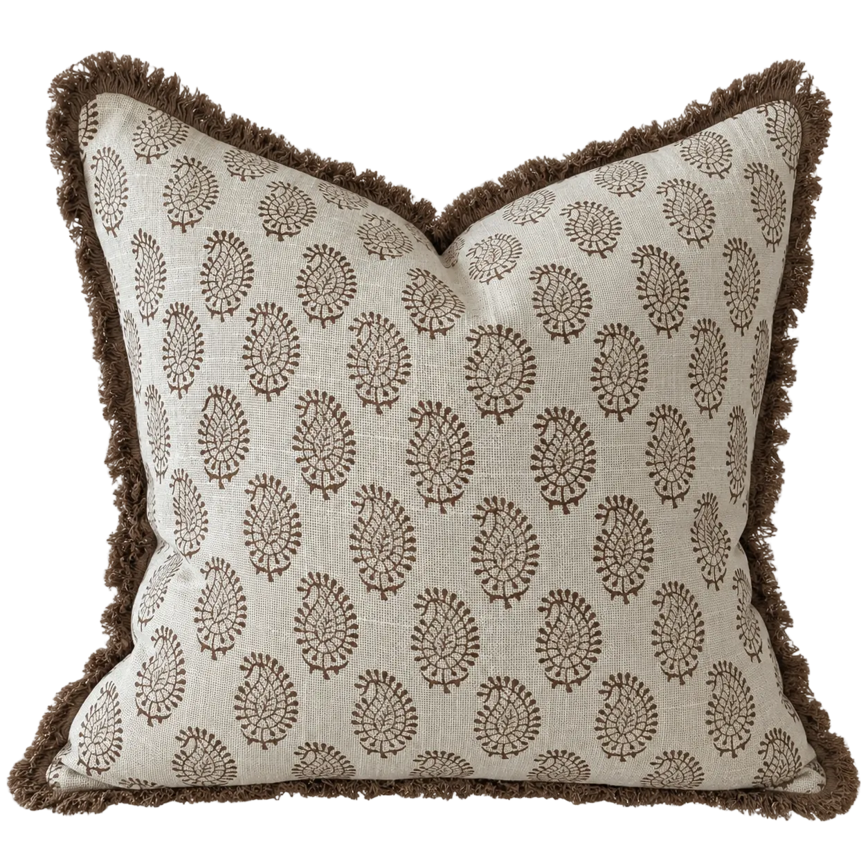 Milos Chestnut Brown Block Print Cushion