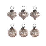 Mini Antiqued Silver Baubles (Set of 6)