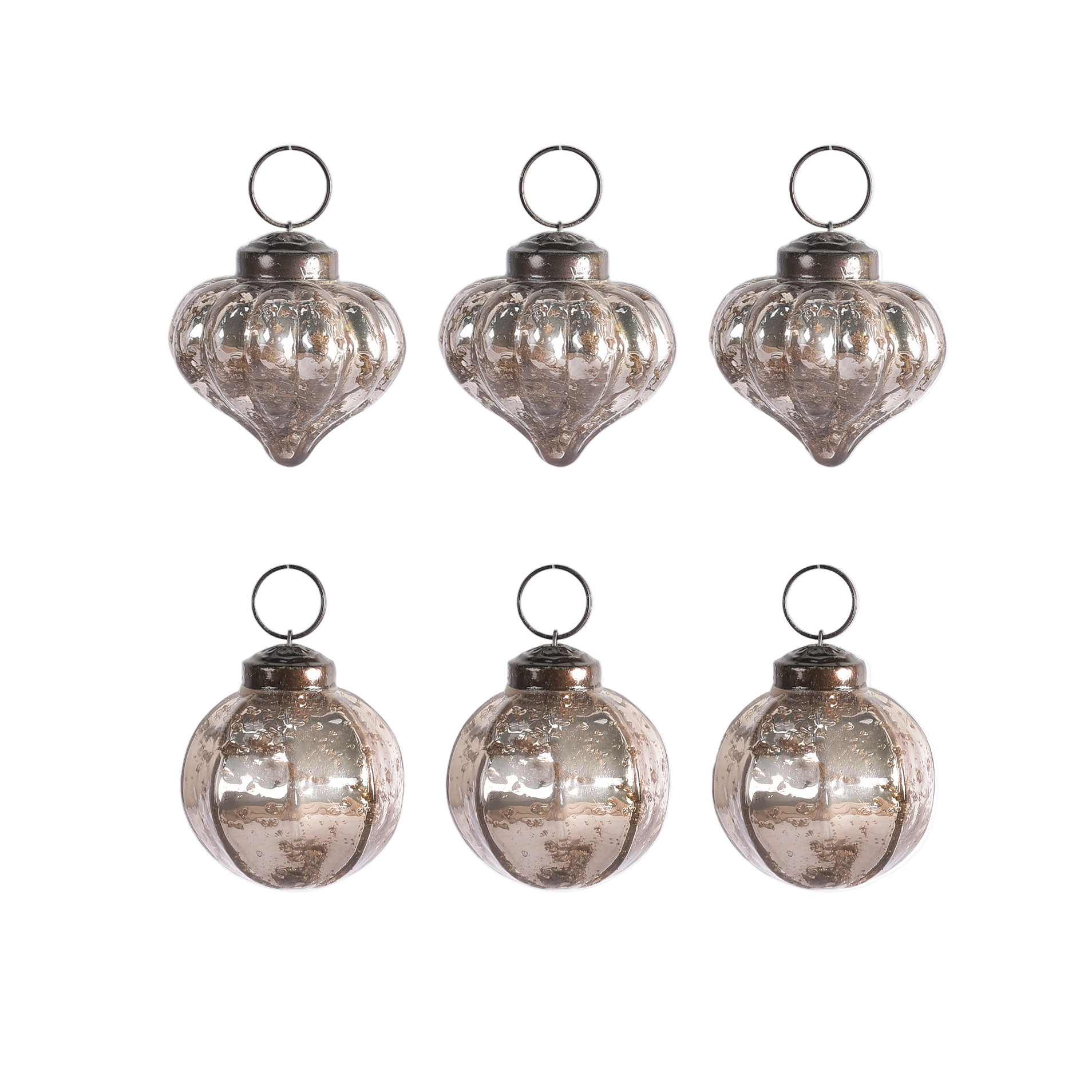 Mini Antiqued Silver Baubles (Set of 6)