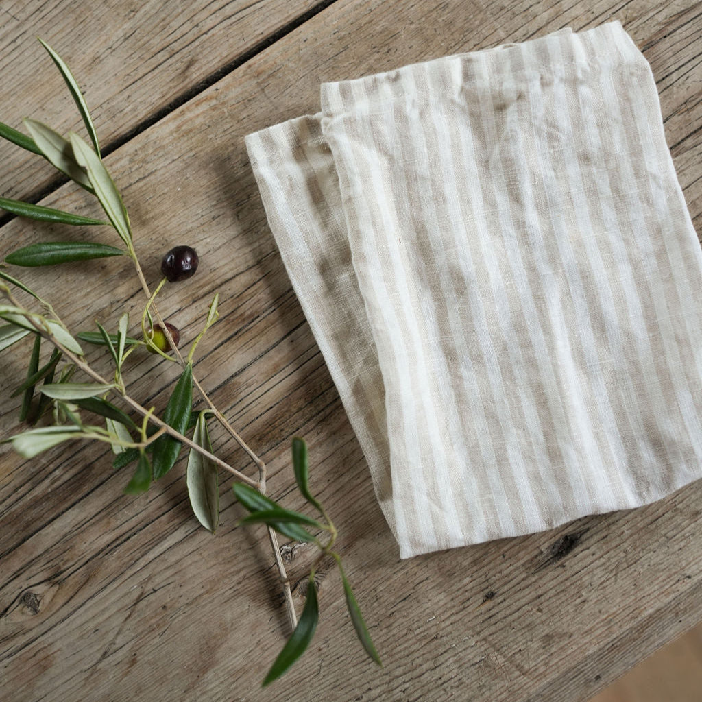 Natural Stripe Linen Napkins (Set of 4)