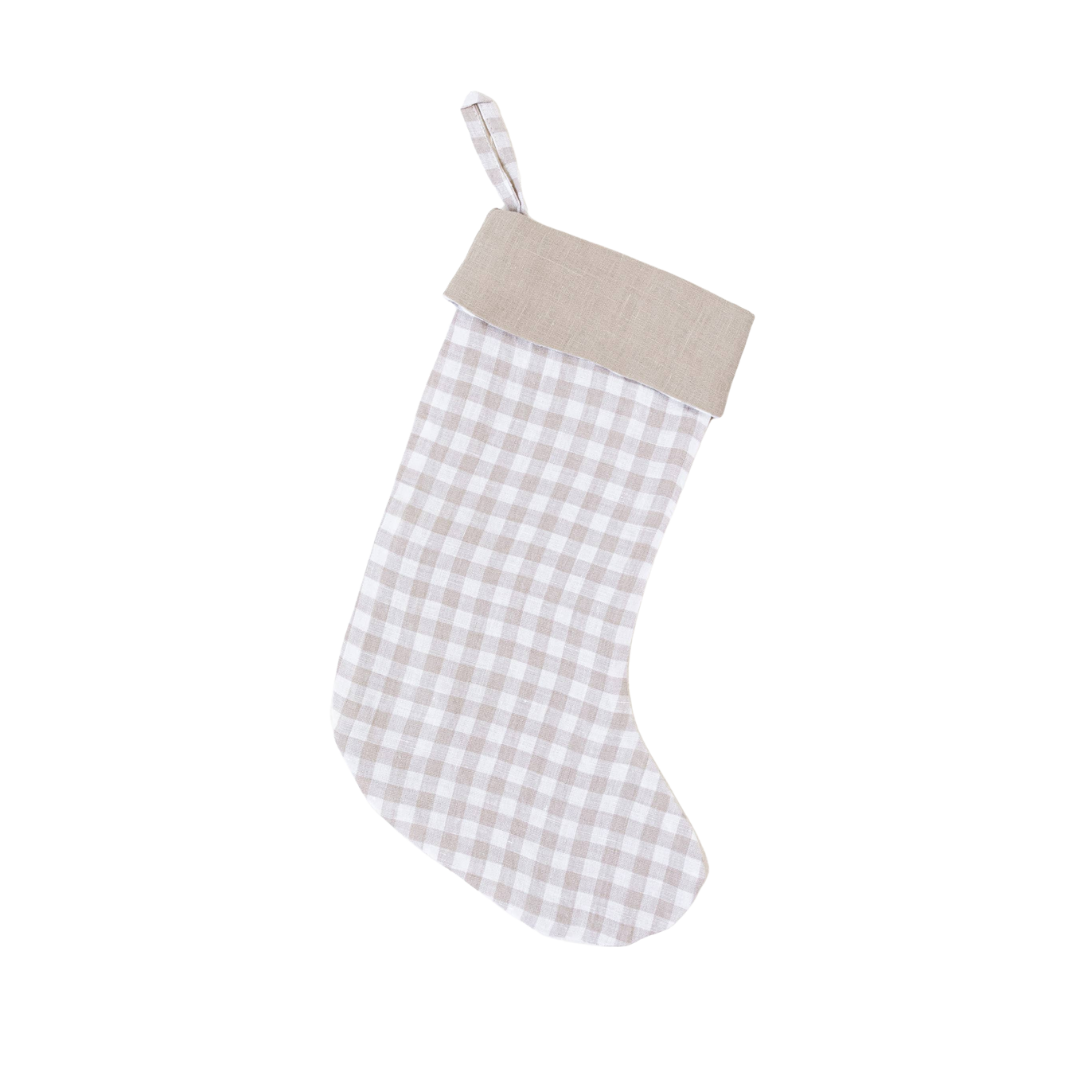 Natural Gingham Christmas Stocking