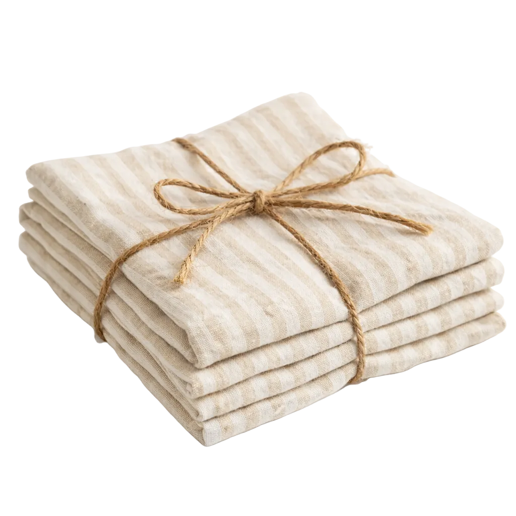 Natural Stripe Linen Napkins (Set of 4)