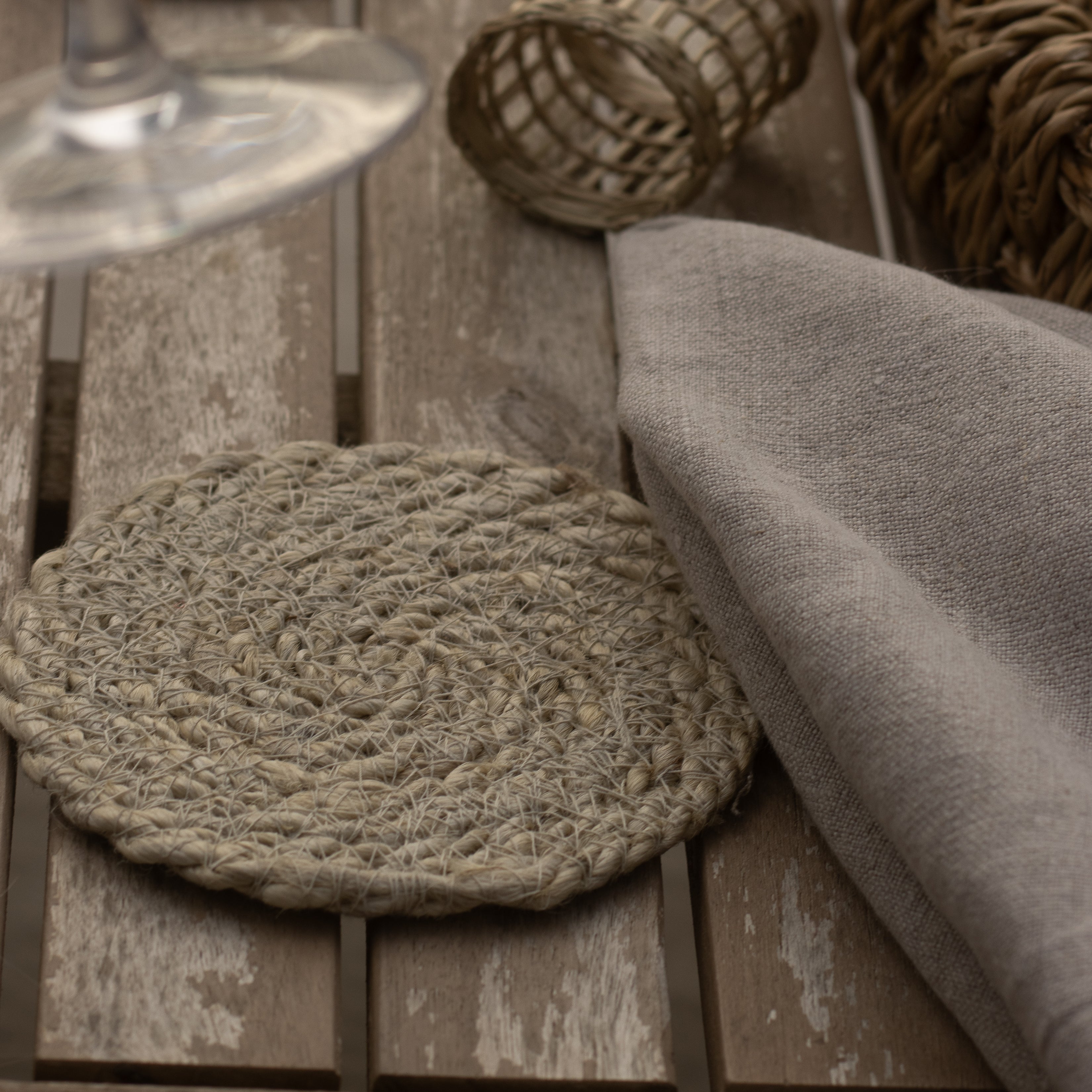 Odette Round Jute Coasters (Set of 4)