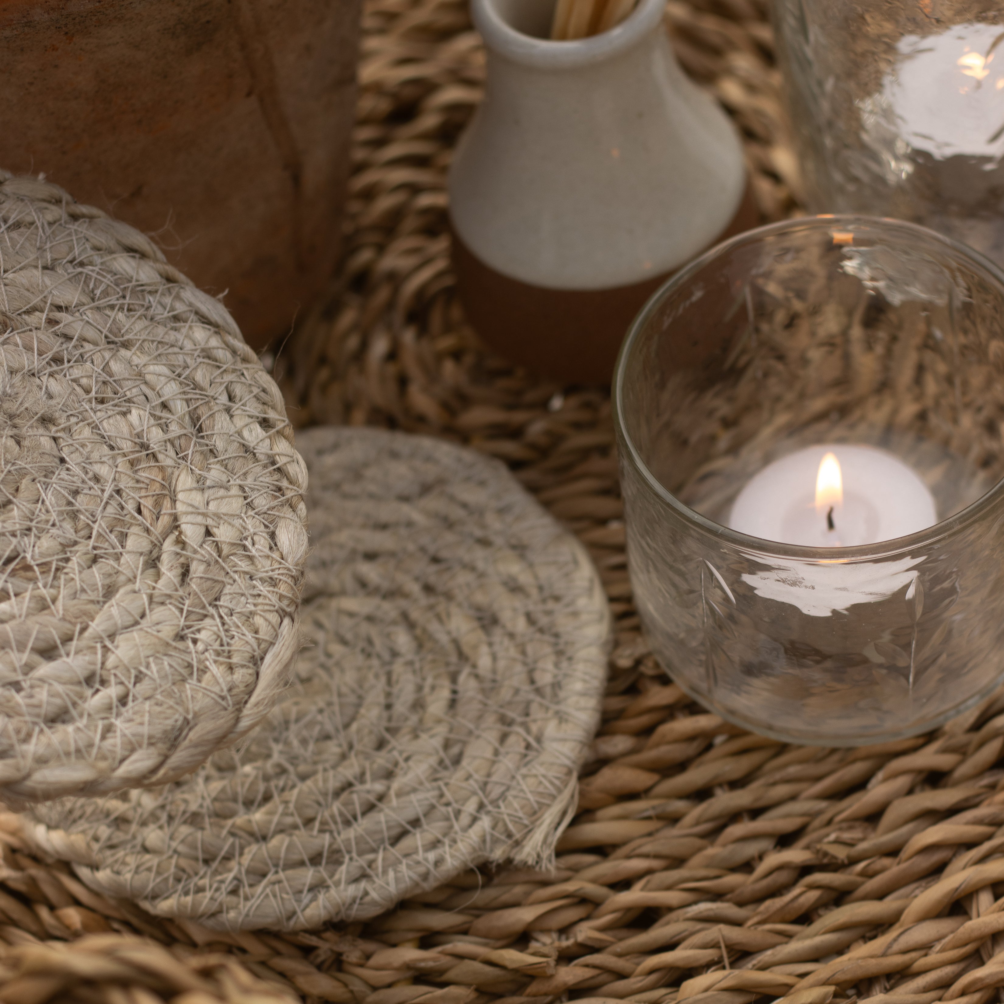 OdetteRound Jute Coasters (Set of 4)
