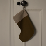Olive Linen Christmas Stocking 