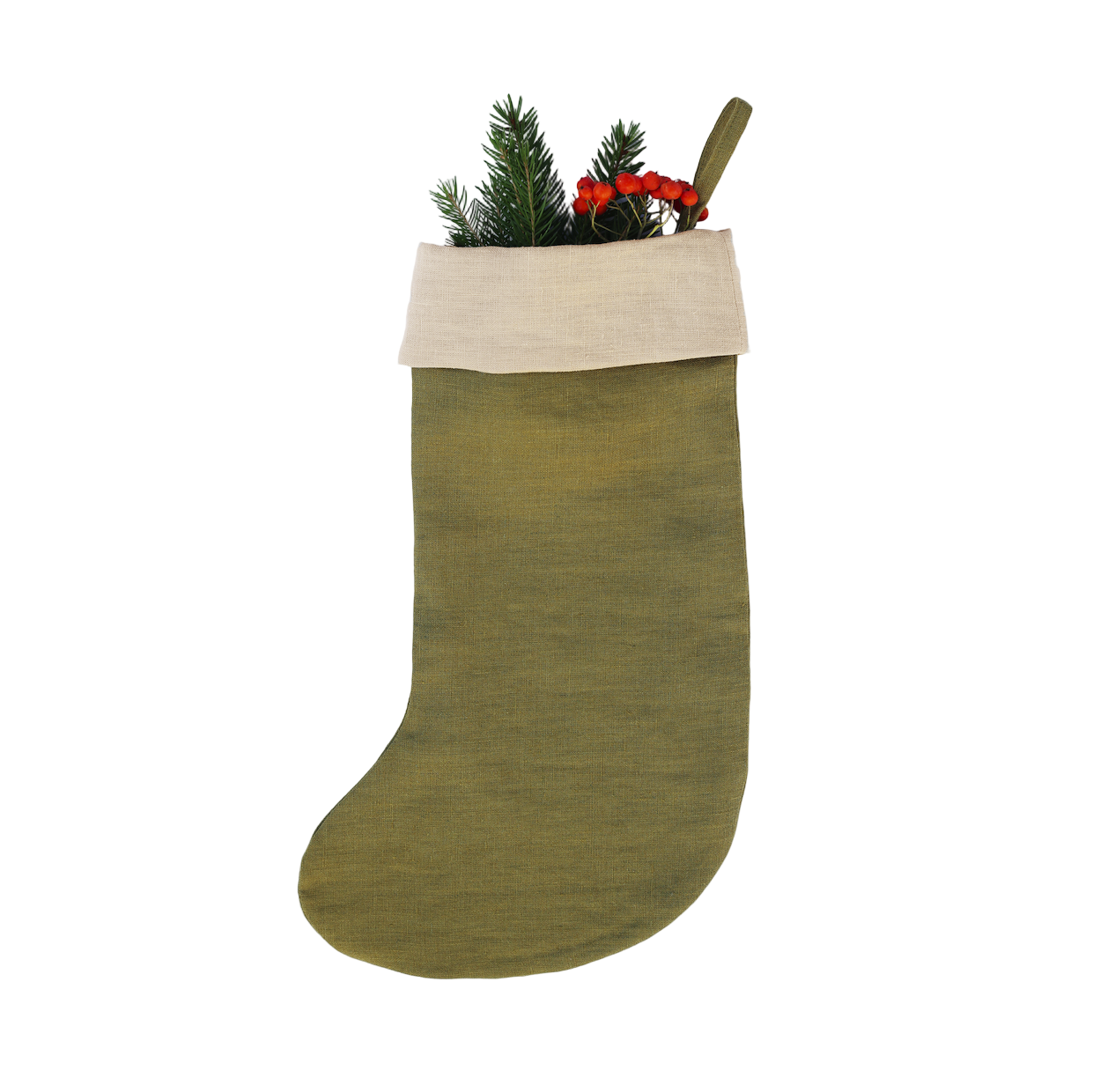Olive Linen Stocking 