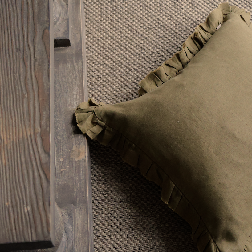 Raya Olive Green Ruffle Cushion