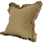 Raya Large Olive Green Ruffle Cushion