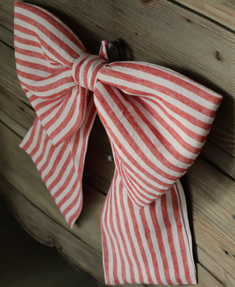 Red Stripe Bow Linen 
