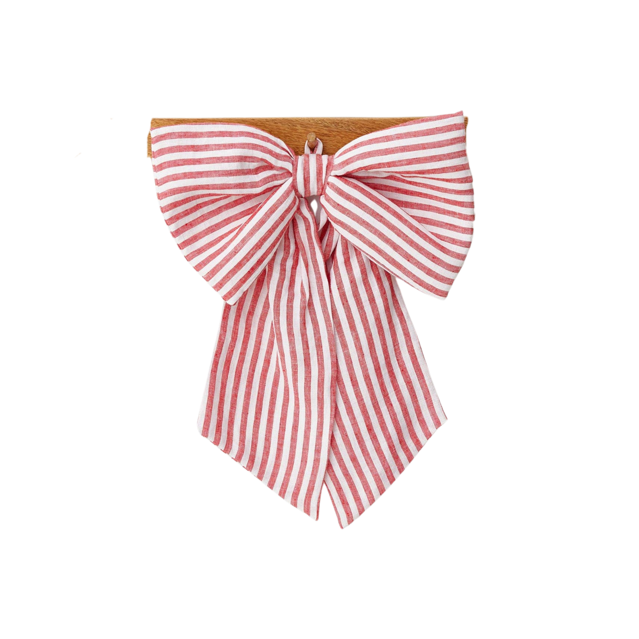 Red Striped Linen Bow