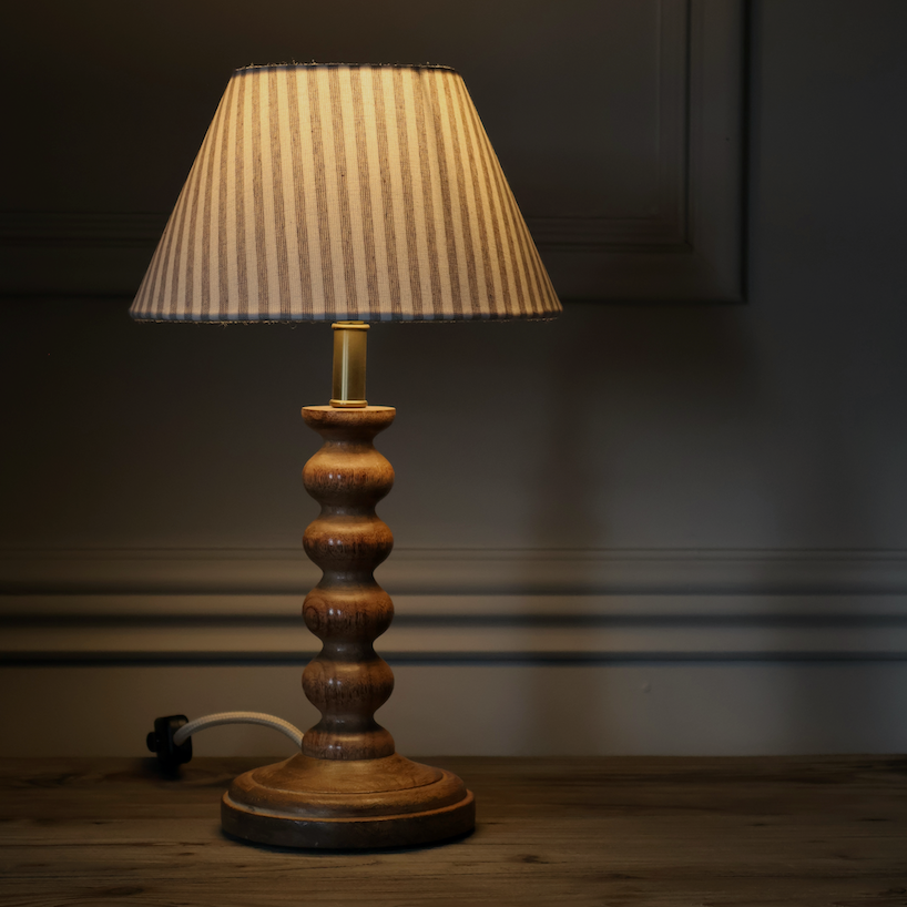Rowan Bobbin Lamp With Stripped Shade