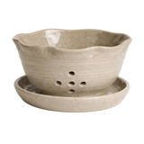 Handmade Stoneware Scalloped Berry Colander