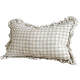 Celia Natural Gingham Ruffle Cushion