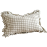 Celia Natural Gingham Ruffle Cushion