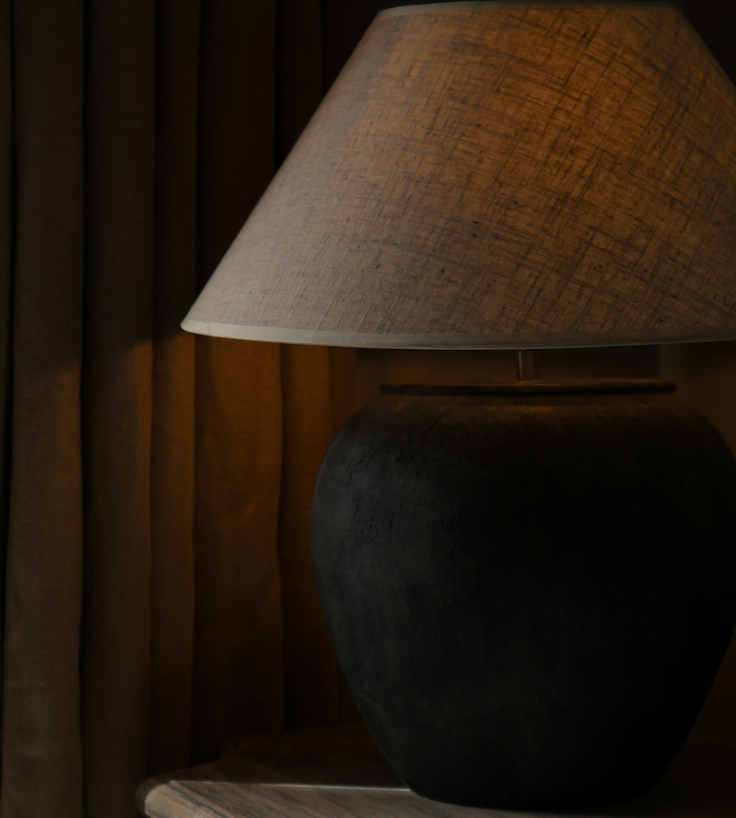 Sienna Stoneware Lamp with Cream Shade