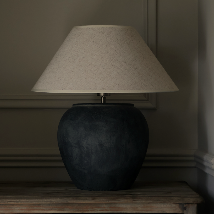 Sienna Stoneware Lamp with Cream Shade