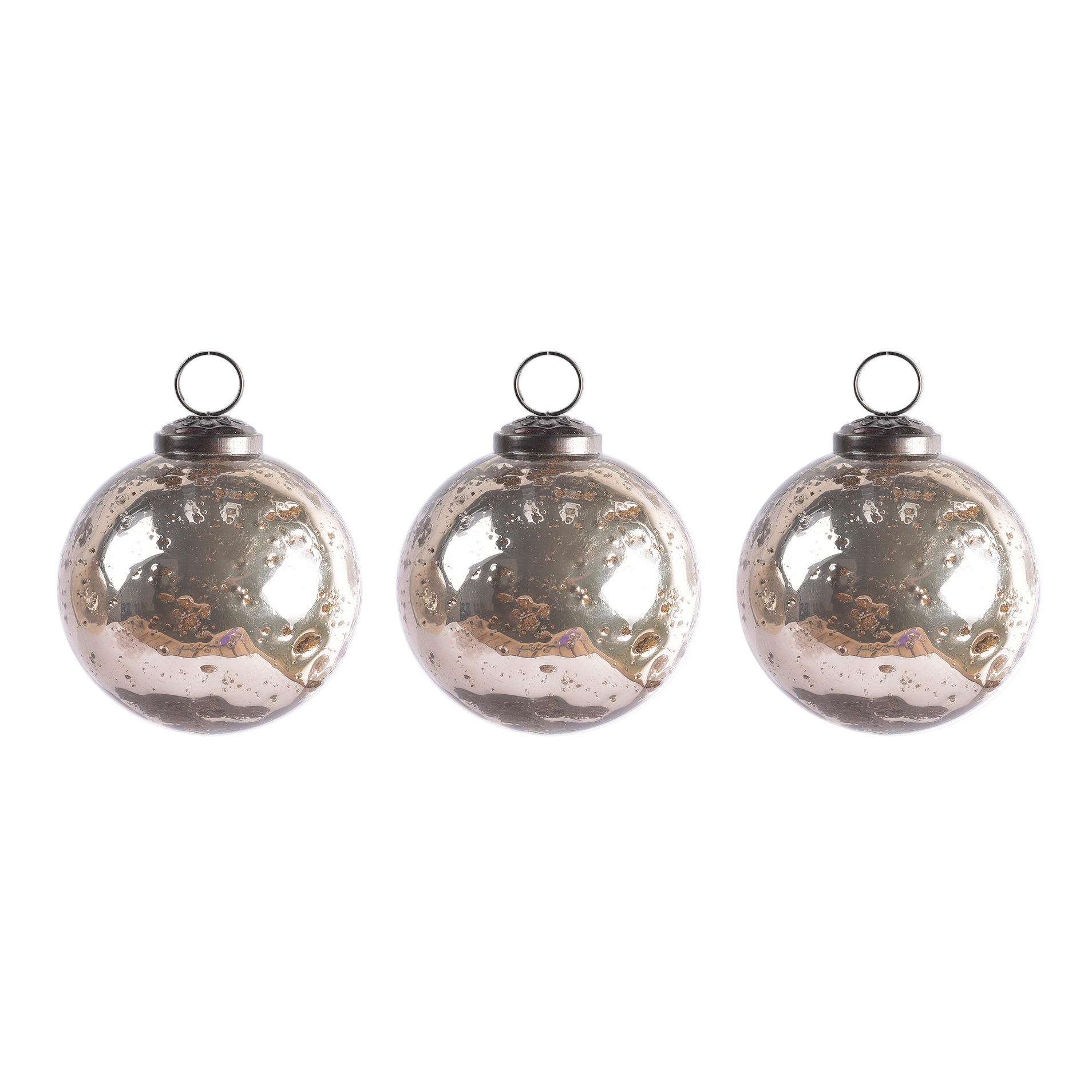 Silver Antiqued Baubles (Set of 3)
