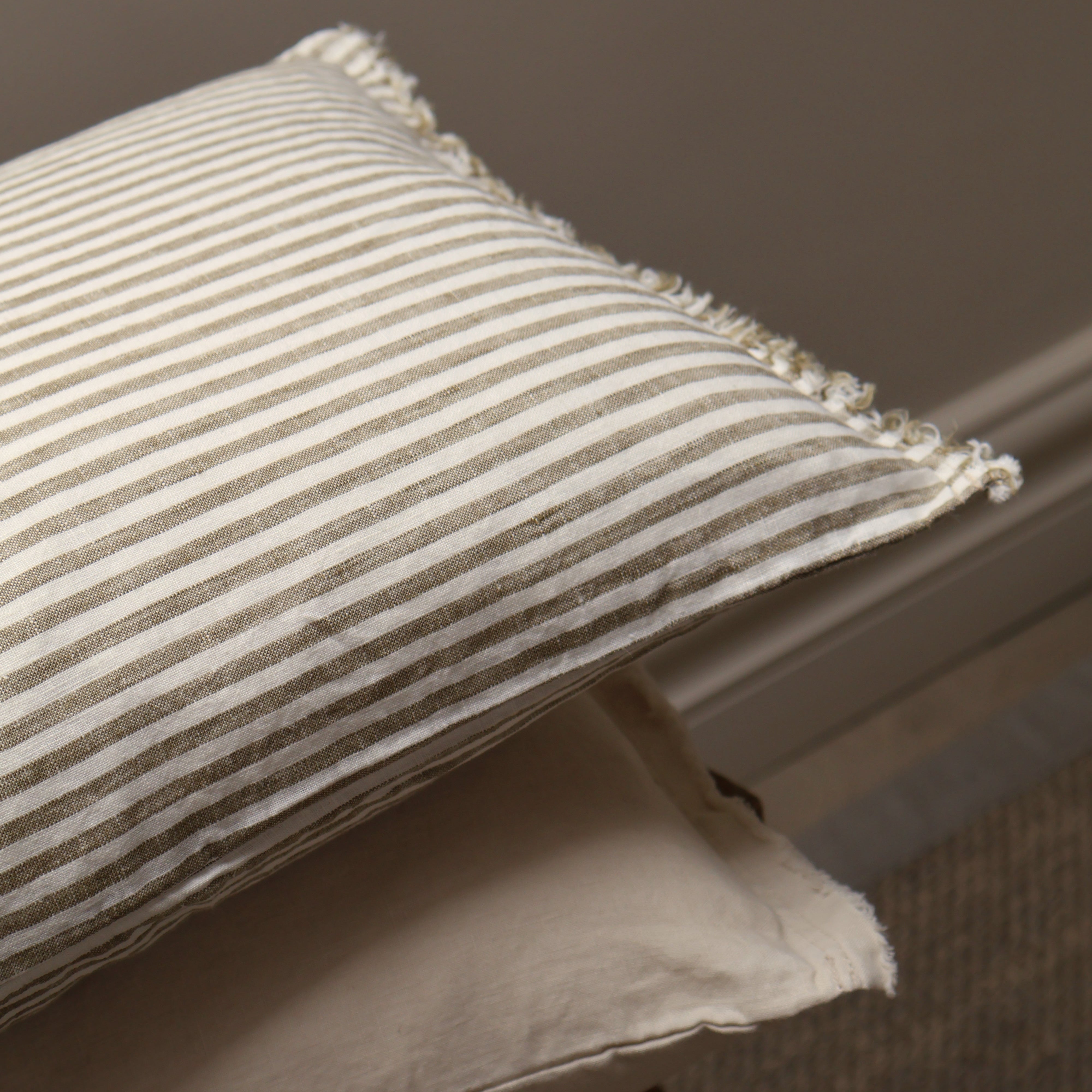 Stripe Olive Cushion 