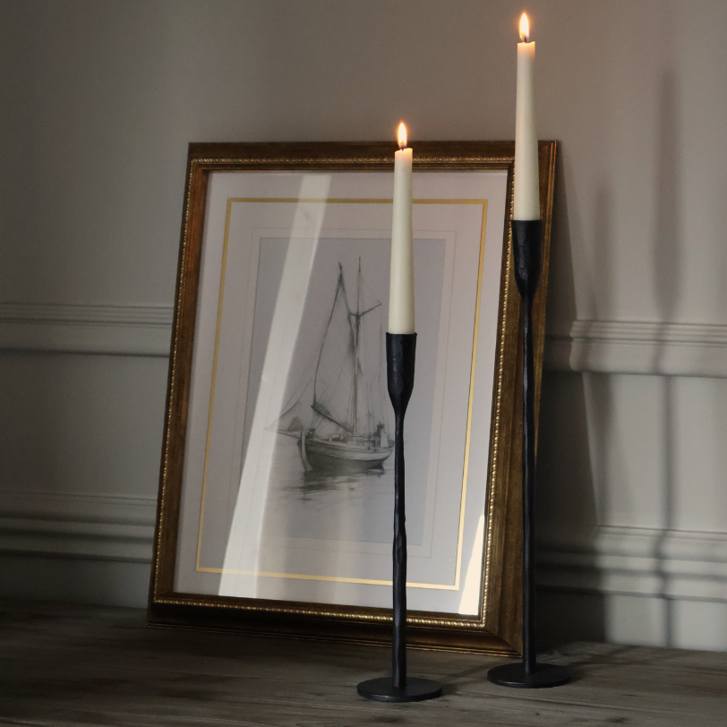 Isla Large Black Taper Candleholder