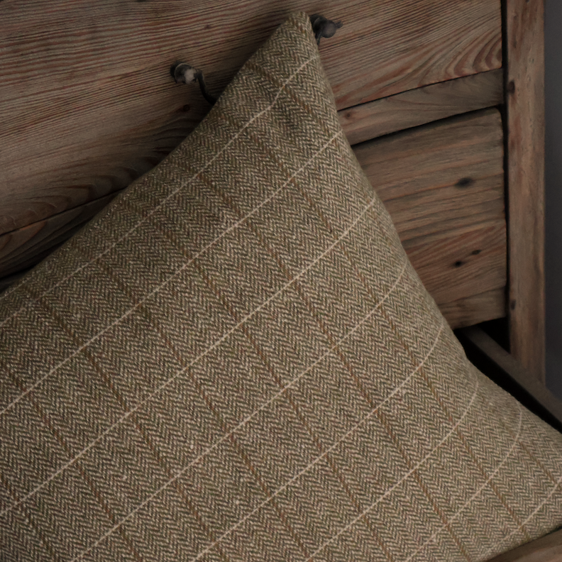 Willow Olive Tweed Cushion