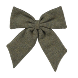Olive Herringbone Bow